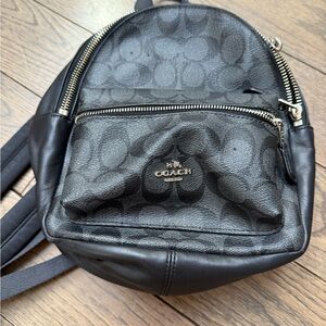 Coach Black Signature Mini Backpack with Gold Hardware